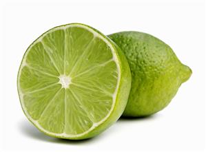 Half and Whole Lime on White Background