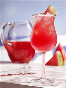 Watermelon Juice in a Stem Glass; Pitcher