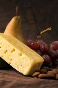 Havarti Cheese with Almonds and Grapes