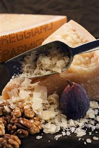 Shaved and Wedges of Parmesan Cheese; Walnuts and Fig