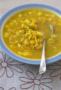 Spicy Lentil, Parsnip and Leek Soup; In Bowl