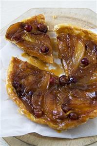 Pear and Cranberry Tarte Tatin; Sliced