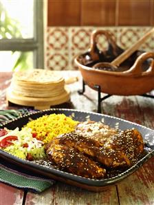 Chicken Mole with Yellow Rice