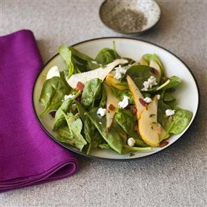 Spinach and Pear Salad with Pancetta