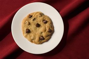 Soft Chocolate Chip Cookie on a White Plate