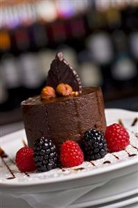 Individual Chocolate Mousse with Raspberries and Blackberries