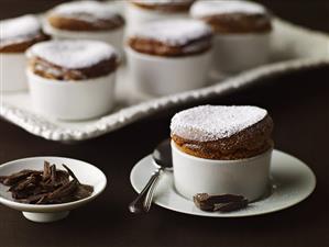 Individual Chocolate Souffles with Powdered Sugar