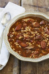 Slow Cooker Cassoulet; White Bean, Pork and Sausage Stew
