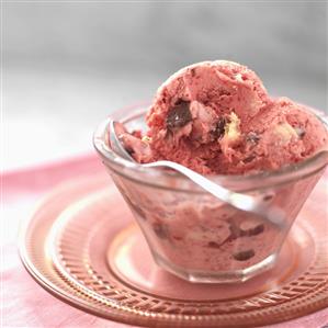 Strawberry Ice Cream with Dark and White Chocolate Truffles