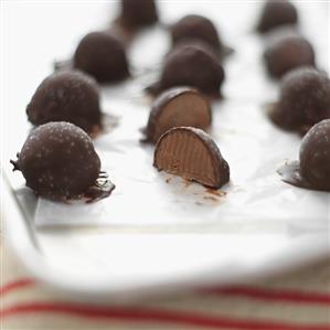 Chocolate Ice Cream Truffles; One Halved