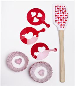 Valentine's Day Spatula, Stencil and Cupcake Liners