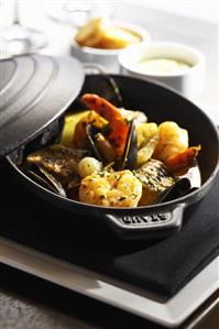 Seafood Bouillabaisse in Cast Iron Pot