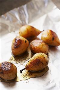 Roasted Caramelized Pears on Foil