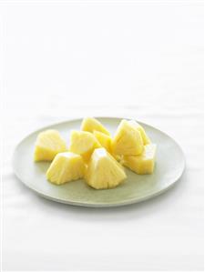 Pineapple Chunks on a White Plate