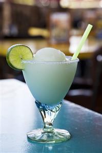 Frozen Margarita with Lime and Straw