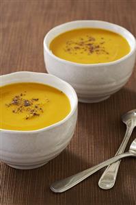 Two Bowls of Butternut Squash Soup