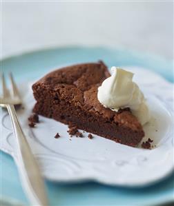 Slice of Chocolate with Whipped Cream Dollop