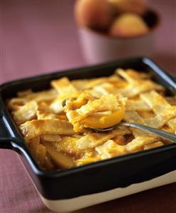 Double Crust Peach Cobbler; Spoon