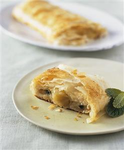 Apple Mint Strudel on a Plate