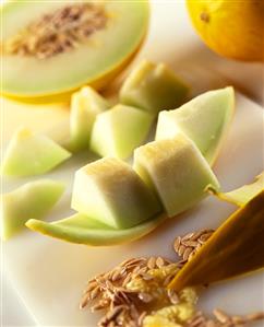 Honeydew melon cut into pieces