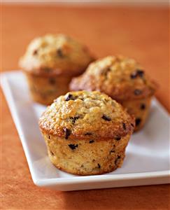 Muffins de platano y chocolate. Receta disponible.