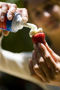 Woman strawberry chantilly cream  