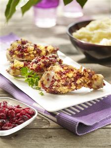 Muslitos de pollo fritos con cranberries (arandanos rojos). Receta disponible TR.