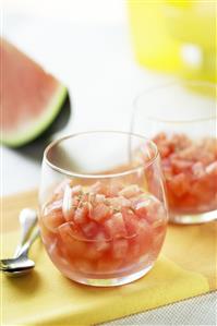 Ensalada de sandia con anis. Receta disponible.
Watermelon with Anise Salad.
