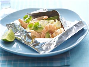 Gambas en papillote. Receta disponible.
