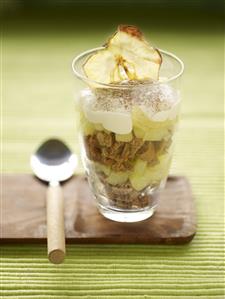 Trifle con manzanas. Receta disponible.