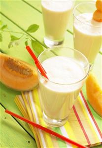 Batido de melon y helado de vainilla. Receta disponible TR. 
Melon and Vanilla Ice Cream Shake.
