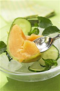 Melon helado. Receta disponible.
Chilled Melon. 