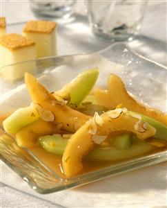 Ensalada de melon especiada. Receta disponible.
Spiced Melon Salad.