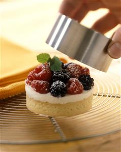 Pastel individual de requeson y frutos rojos. Receta disponible.
Individual Pie of Requeson Cheese and Red Fruits.
