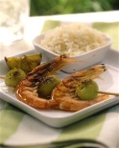 Brochetas de melon y gambas. Receta disponible. 
Melon and Shrimp Bruschettas.