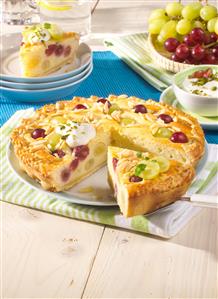 Tarta de uvas. Receta disponible.
