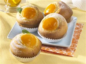 Bollos (muffins) con albaricoques. Receta disponible.
