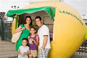 Family at lemonade stall