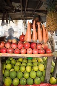 Fruit and vegetables on a market stall