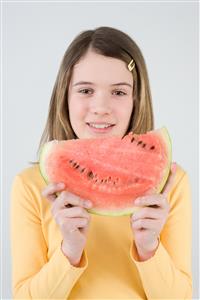 Girl with slice of watermelon