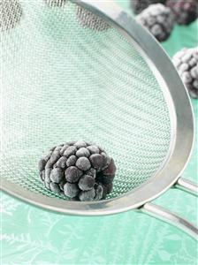 Blackberry in a sieve