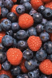 Blueberries and raspberries