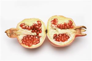 Halved pomegranate