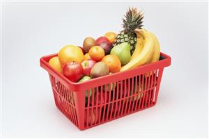 Shopping basket full of fruit