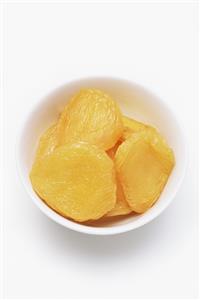 Dried peaches in a bowl