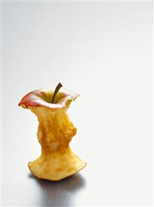 Apple core on a table