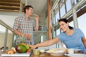 Couple having food